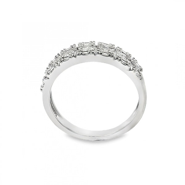 9ct White Gold Diamond Half-Eternity Ring - Size N½ - 0.63ct