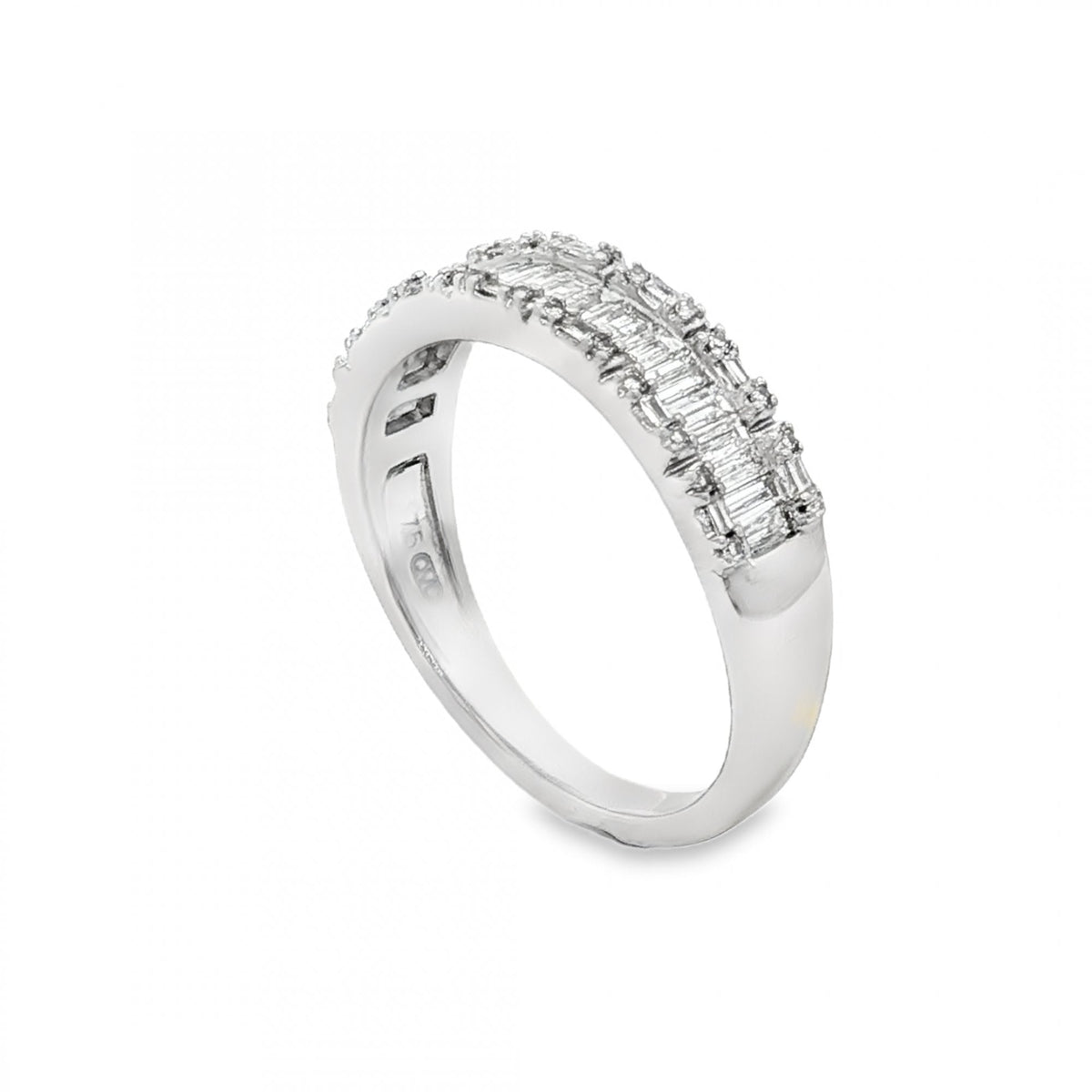 9ct White Gold Diamond Half-Eternity Ring - Size N½ - 0.63ct