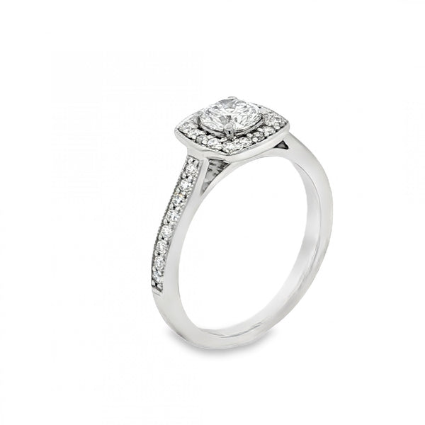 18ct Yellow Gold Diamond Halo Cluster Ring - K½ - 0.84ct