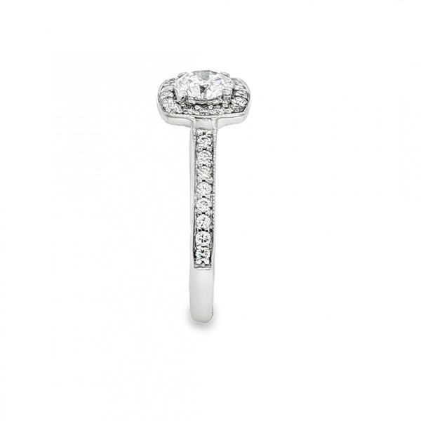 18ct Yellow Gold Diamond Halo Cluster Ring - K½ - 0.84ct