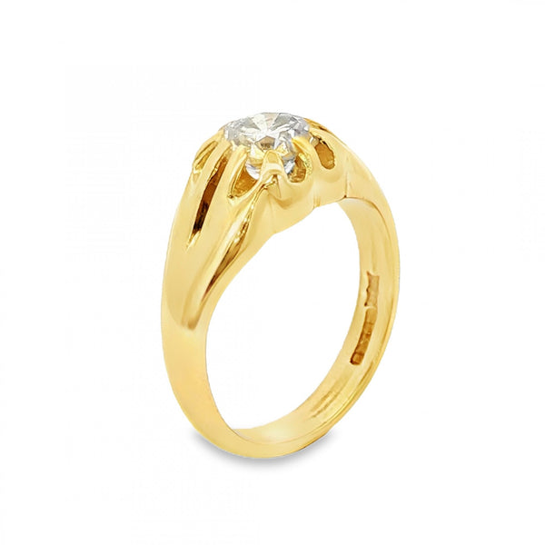 18ct Yellow Gold Diamond Solitaire Ring - Size R - 1.67ct