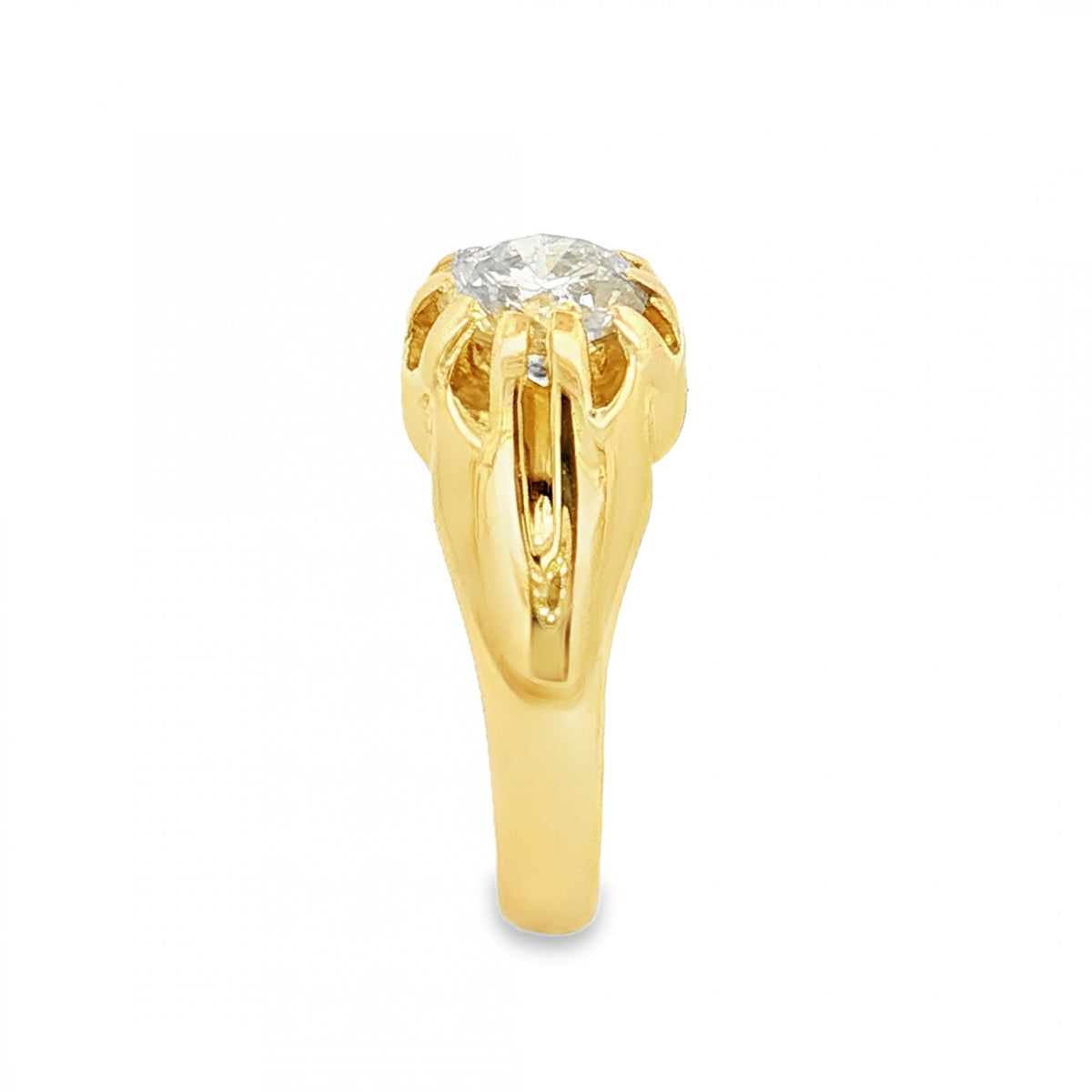 18ct Yellow Gold Diamond Solitaire Ring - Size R - 1.67ct