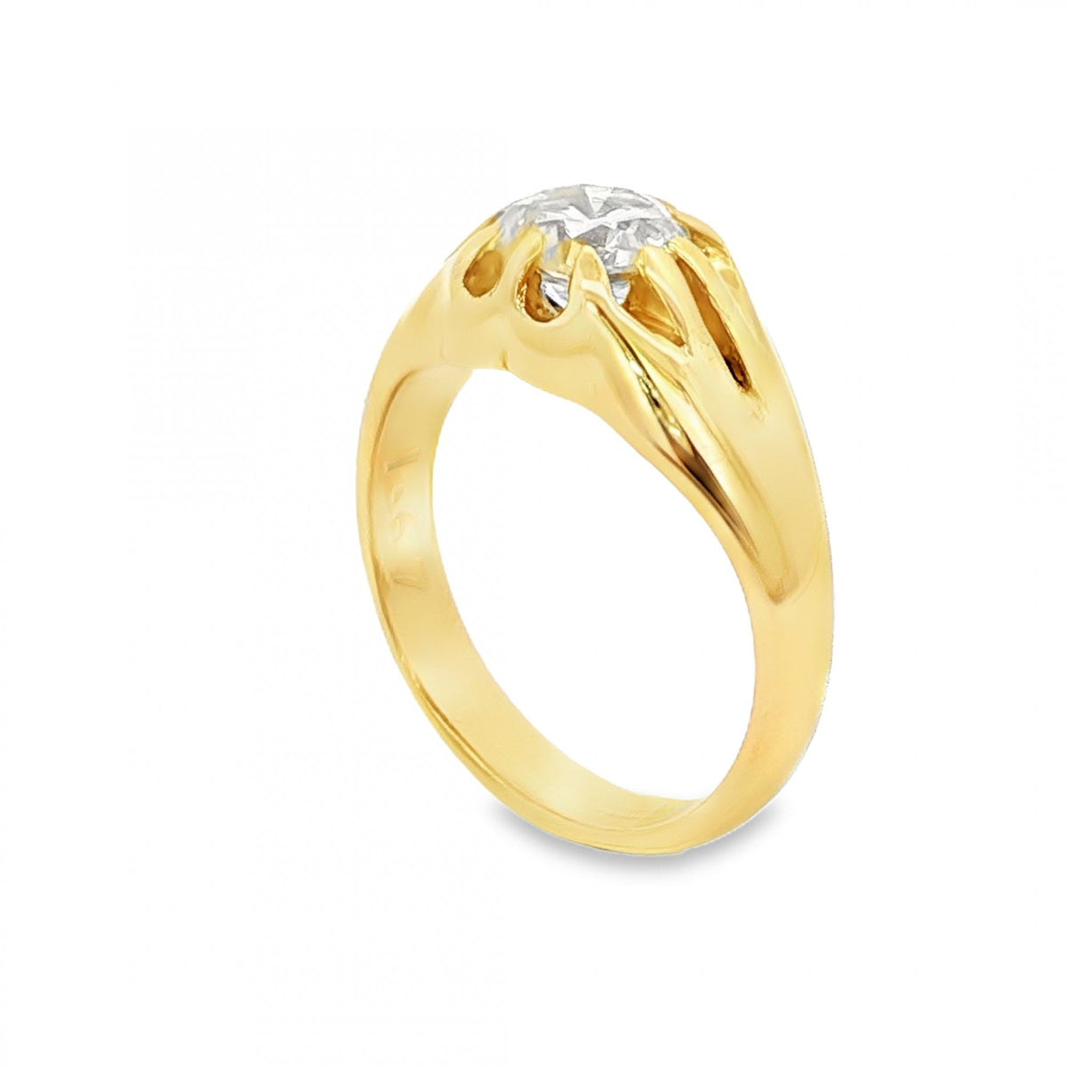 18ct Yellow Gold Diamond Solitaire Ring - Size R - 1.67ct