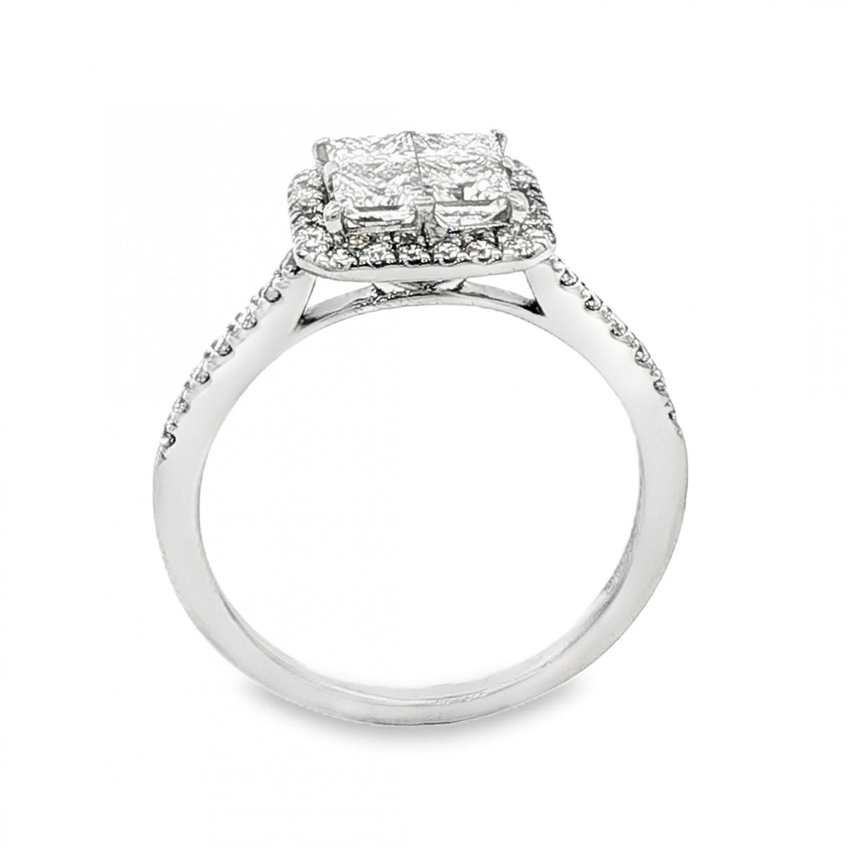 18ct White Gold Diamond Cluster Ring - Size N - 1.30ct
