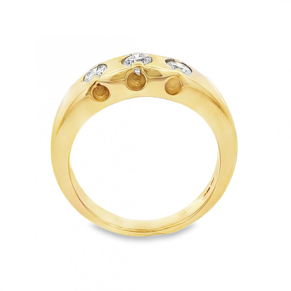 9ct Yellow Gold Diamond Trilogy Ring - Size V - 0.61ct