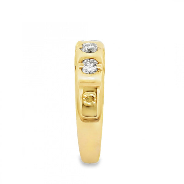 9ct Yellow Gold Diamond Trilogy Ring - Size V - 0.61ct