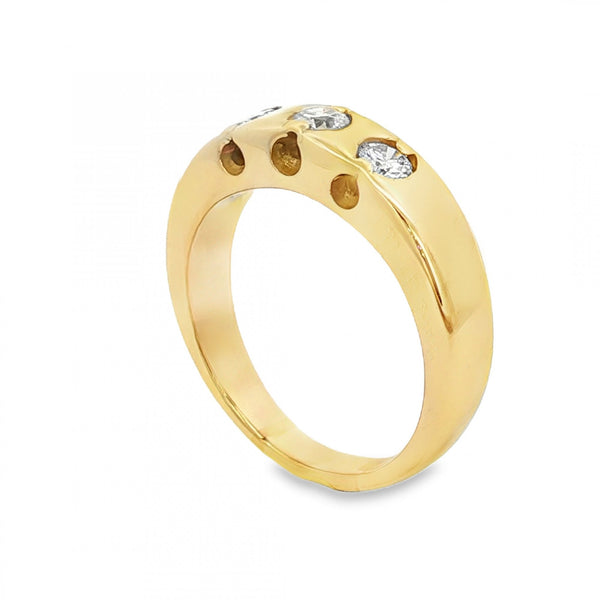 9ct Yellow Gold Diamond Trilogy Ring - Size V - 0.61ct