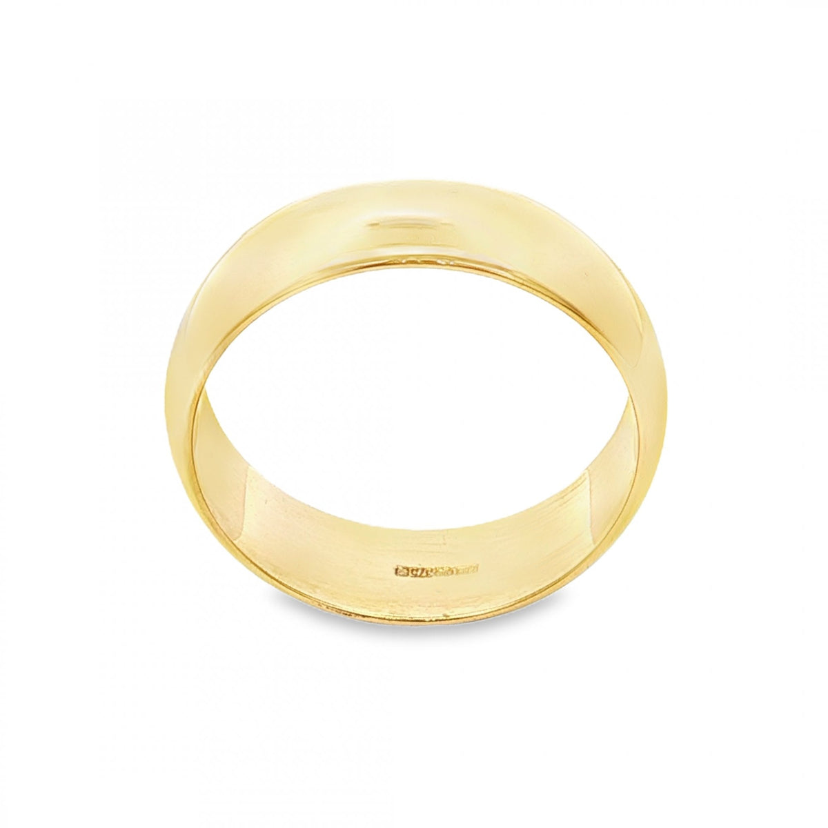 9ct Yellow Gold D-Shape Wedding Band - Size T½ - 7mm