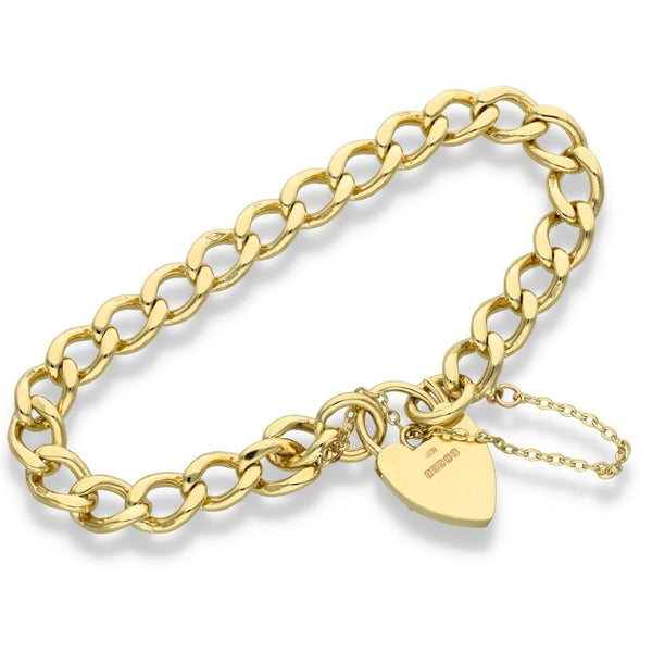 9ct Yellow Gold Open Curb Bracelet - 8.5" - 28.2g