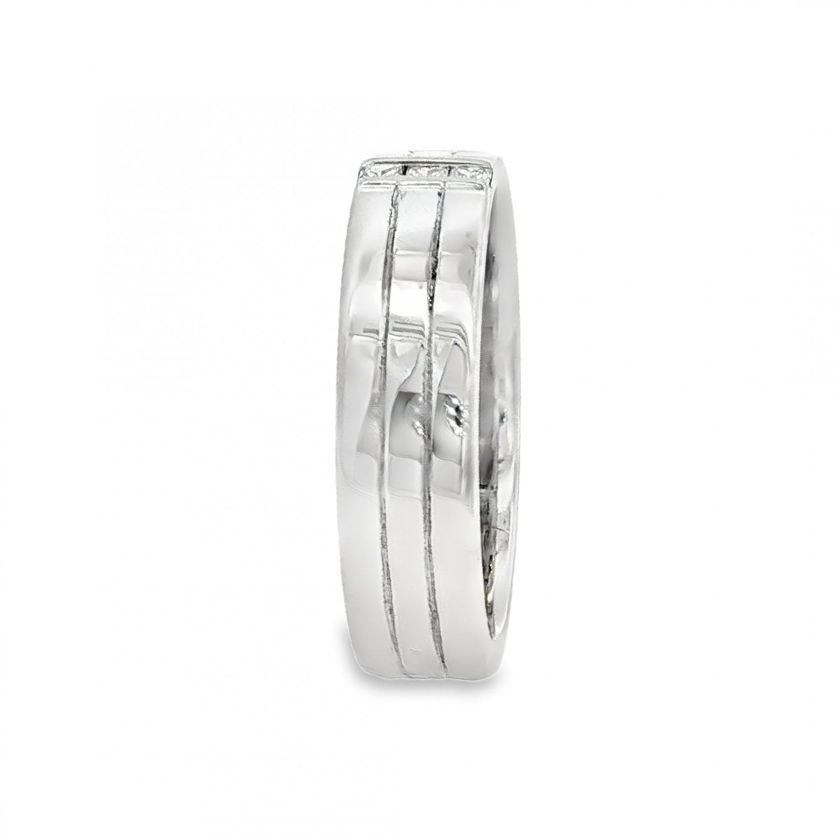 18ct White Gold Diamond Band - Size V - 0.15ct