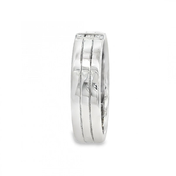 18ct White Gold Diamond Band - Size V - 0.15ct