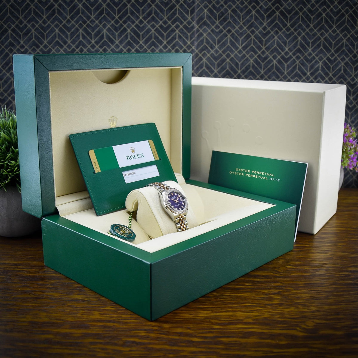 Lady-Datejust 279381RBR – Purple Dial Diamond Bezel – 2018
