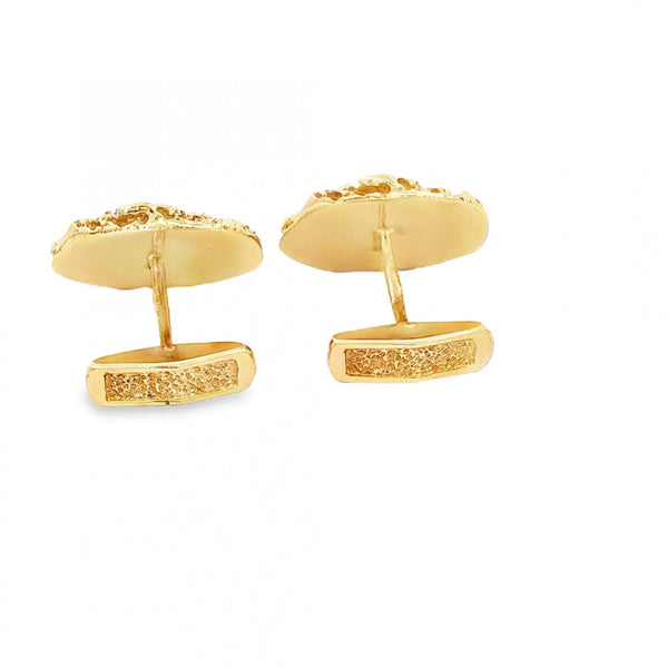 9ct Yellow Gold Diamond Nugget Cufflinks - 21x18mm - 0.30ct