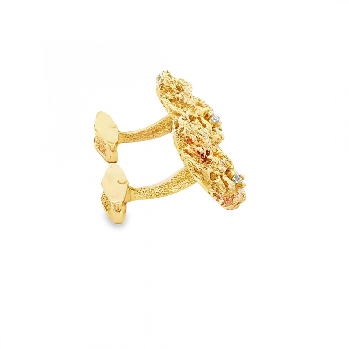 9ct Yellow Gold Diamond Nugget Cufflinks - 21x18mm - 0.30ct