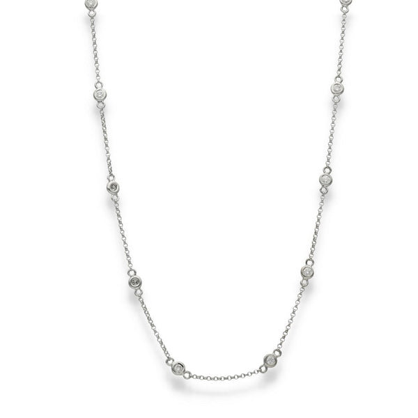 18ct White Gold Diamond Necklace - 18" - 0.55ct
