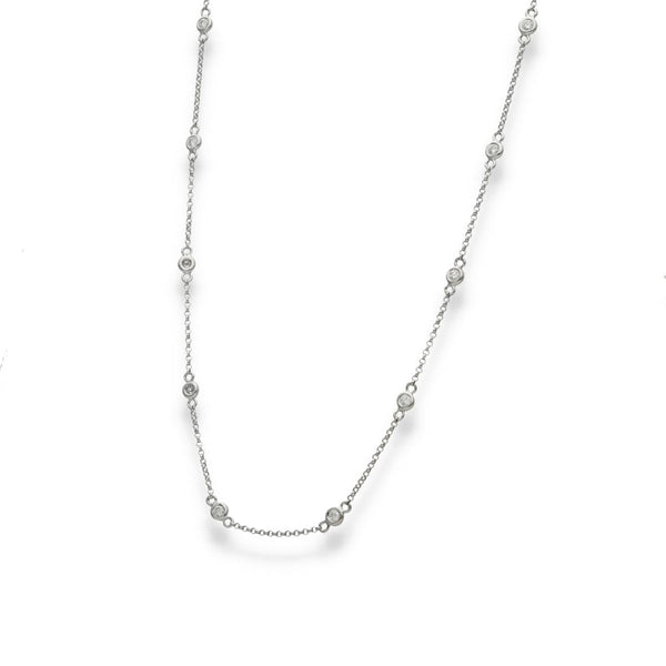 18ct White Gold Diamond Necklace - 18" - 0.55ct