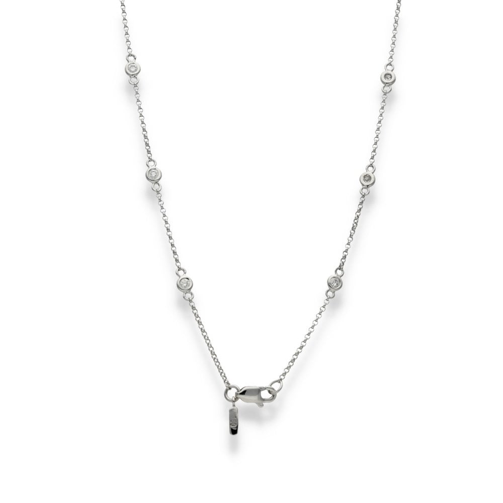 18ct White Gold Diamond Necklace - 18" - 0.55ct