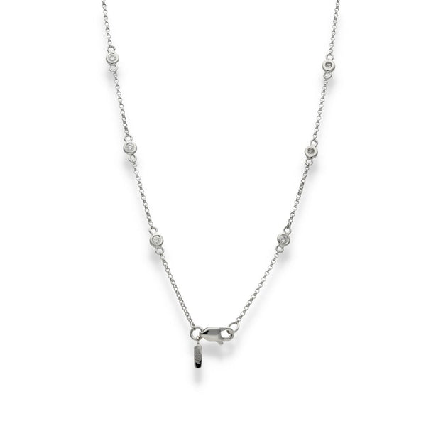 18ct White Gold Diamond Necklace - 18" - 0.55ct
