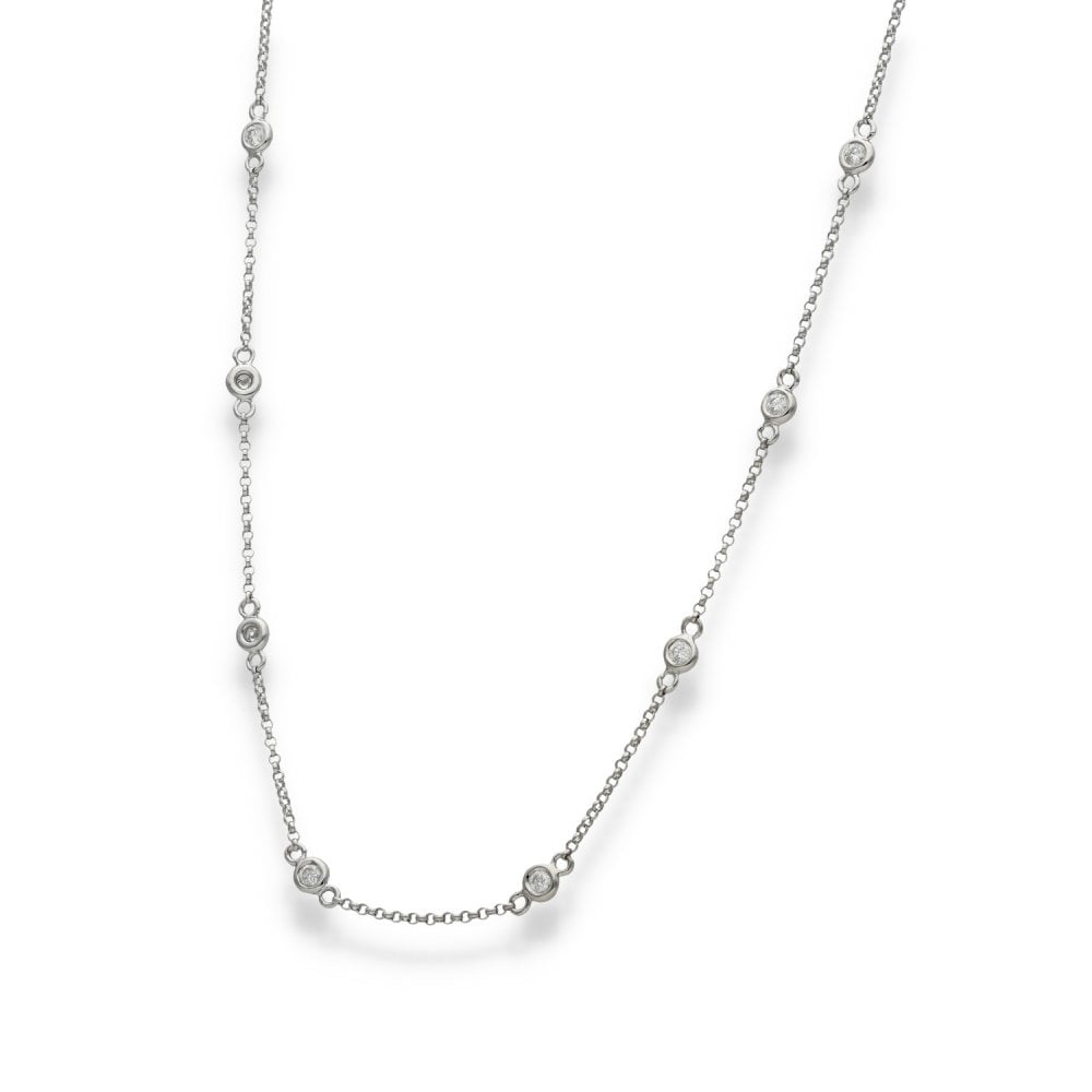 18ct White Gold Diamond Necklace - 18" - 0.55ct
