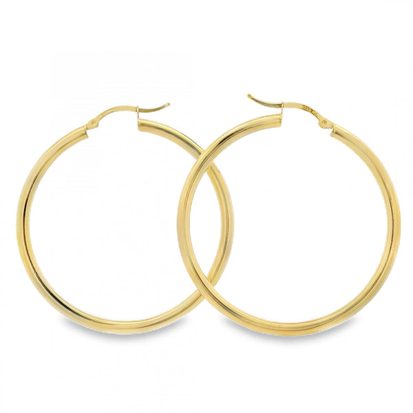9ct Yellow Gold Tube Hoop Earrings - 46x48x3mm - 2.6g