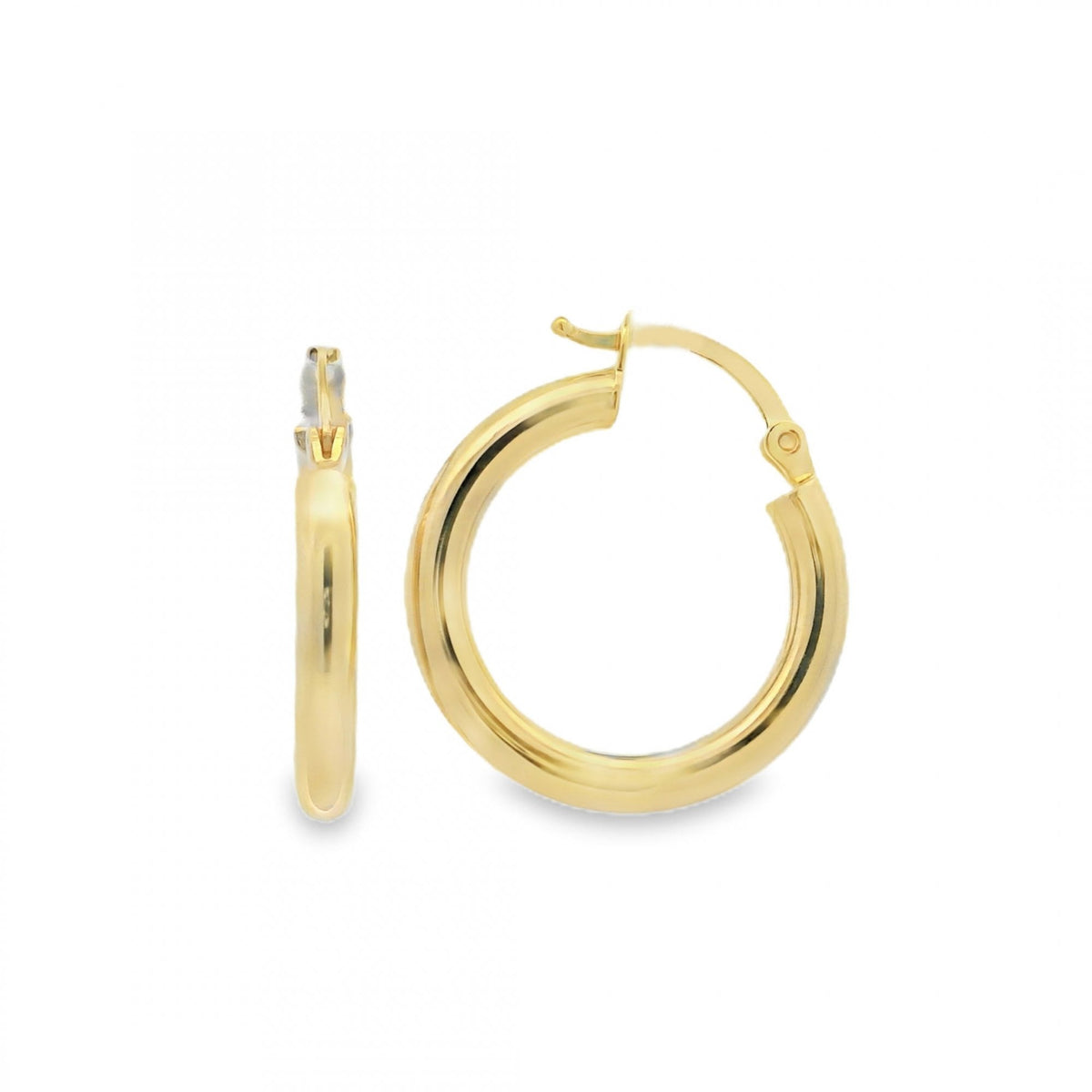 9ct Yellow Gold Tube Hoop Earrings - 21x23x3mm - 1.1g