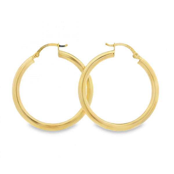 9ct Yellow Gold Tube Hoop Earrings - 31x33x3mm - 1.5g