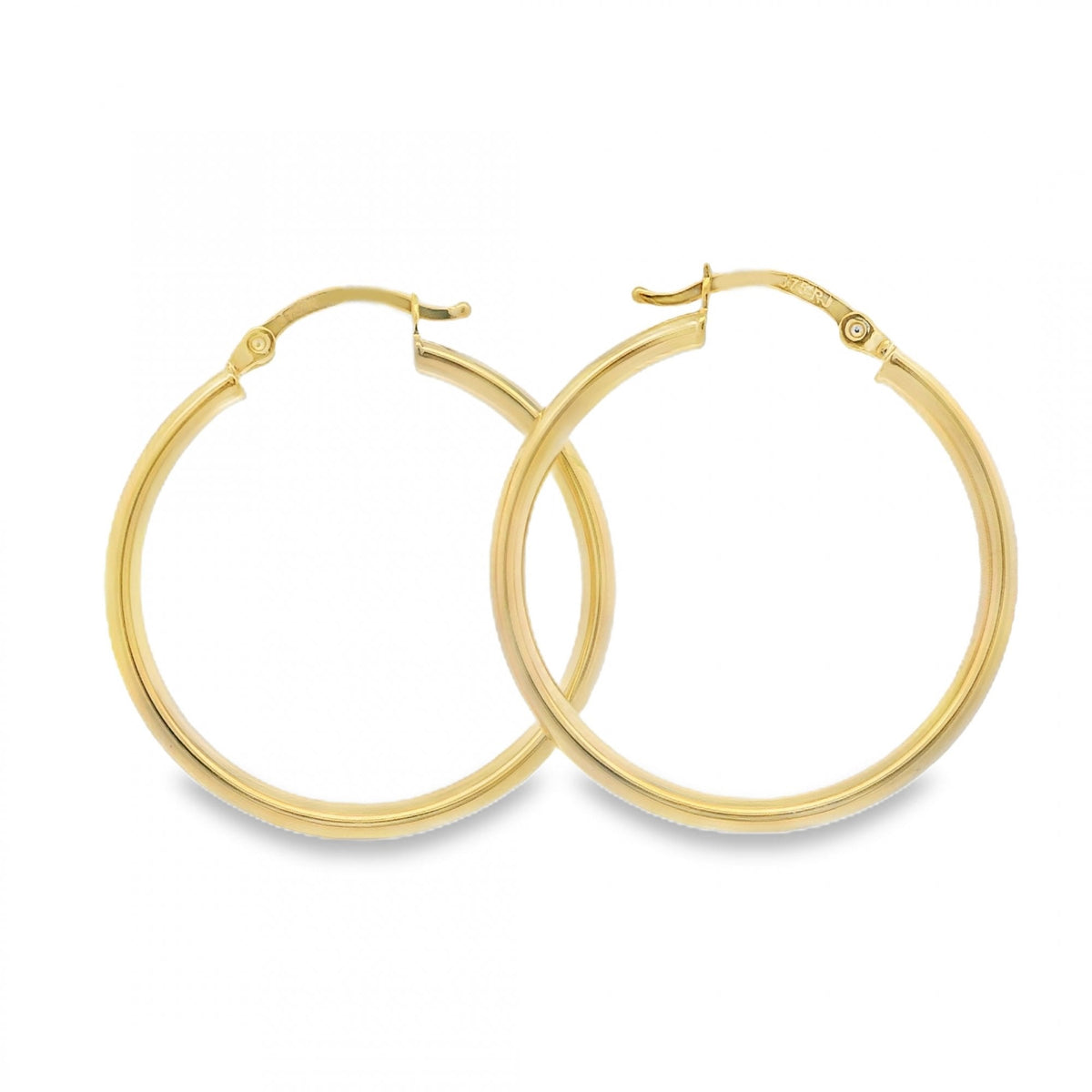 9ct Yellow Gold Court Hoop Earrings - 29x31x4mm - 2.0g