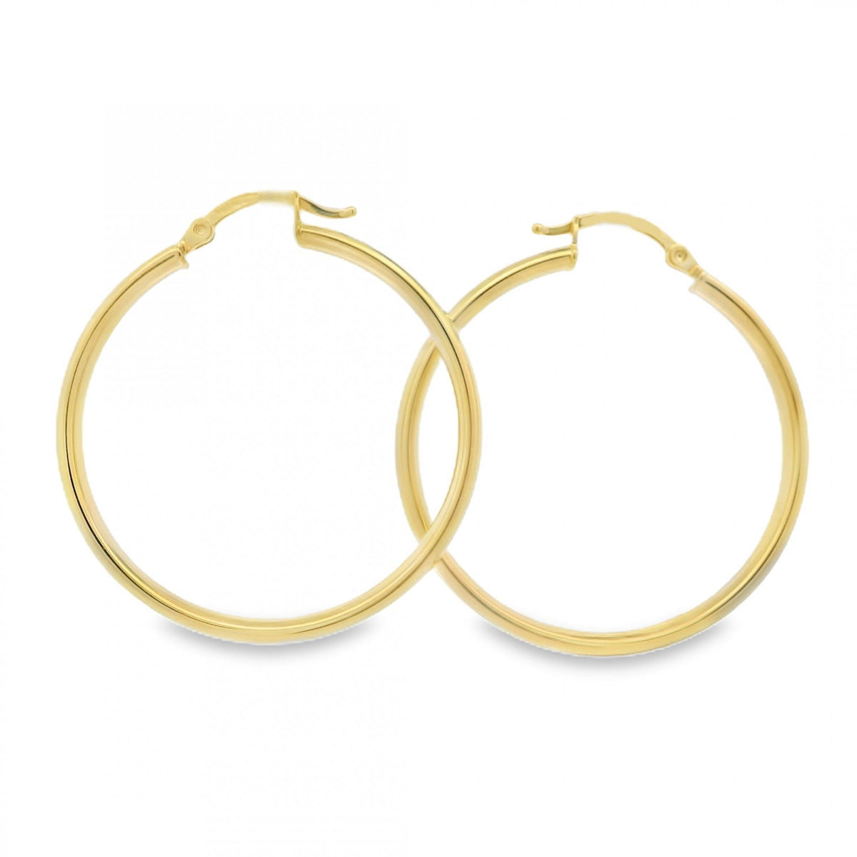 9ct Yellow Gold Court Hoop Earrings - 34x36x4mm - 2.4g