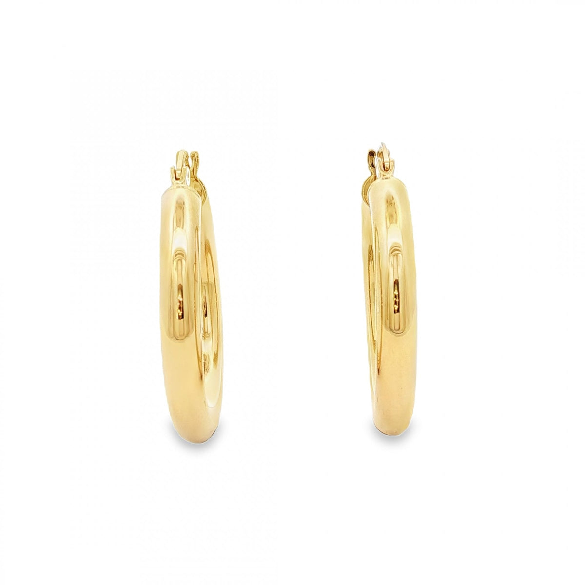 9ct Yellow Gold Tube Hoop Earrings - 28x30x4mm - 2.3g