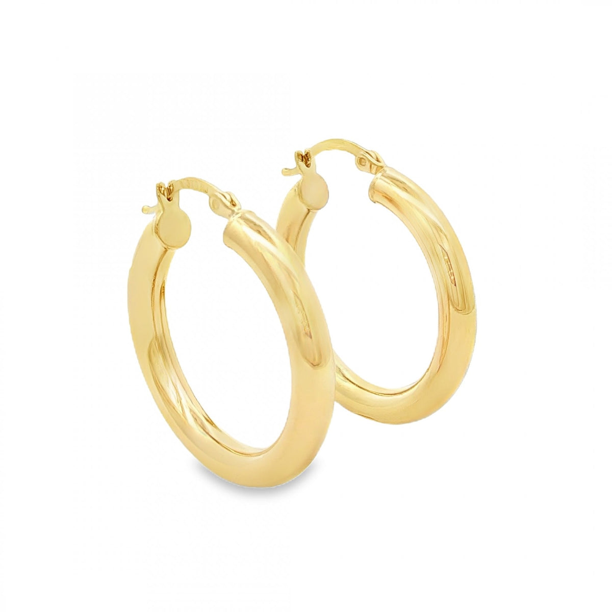 9ct Yellow Gold Tube Hoop Earrings - 28x30x4mm - 2.3g