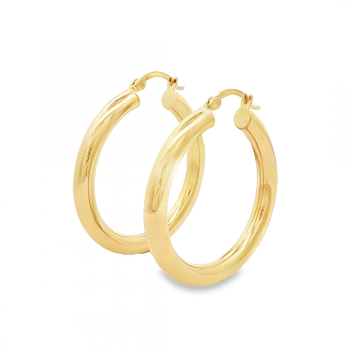 9ct Yellow Gold Tube Hoop Earrings - 33x35x4mm - 2.6g