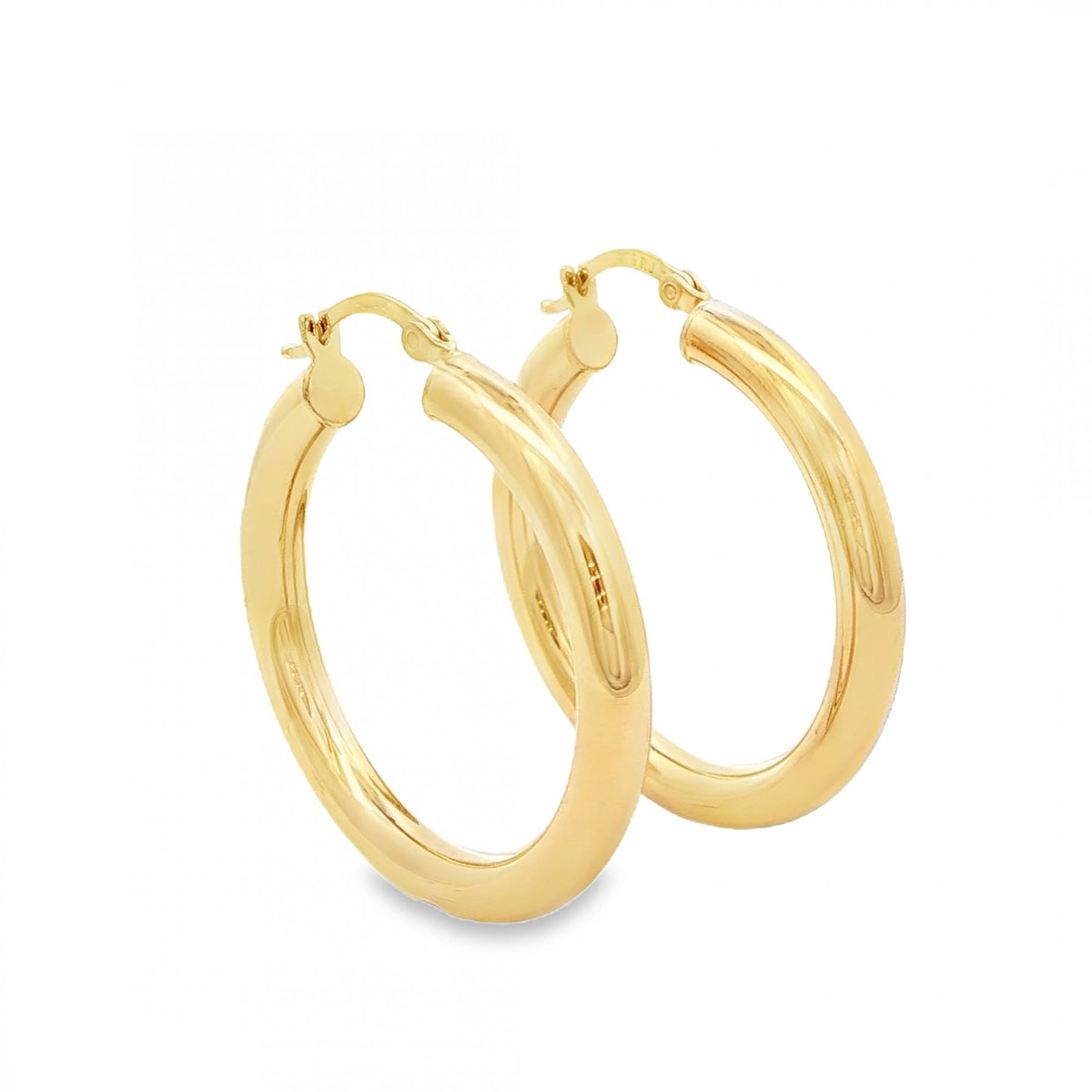 9ct Yellow Gold Tube Hoop Earrings - 33x35x4mm - 2.6g