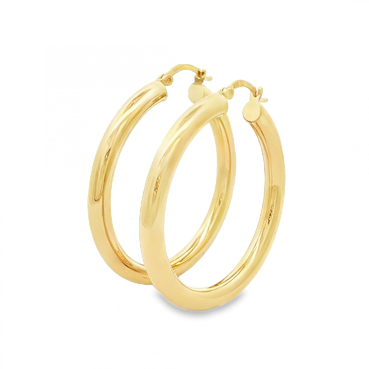 9ct Yellow Gold Tube Hoop Earrings - 38x40x4mm - 2.8g