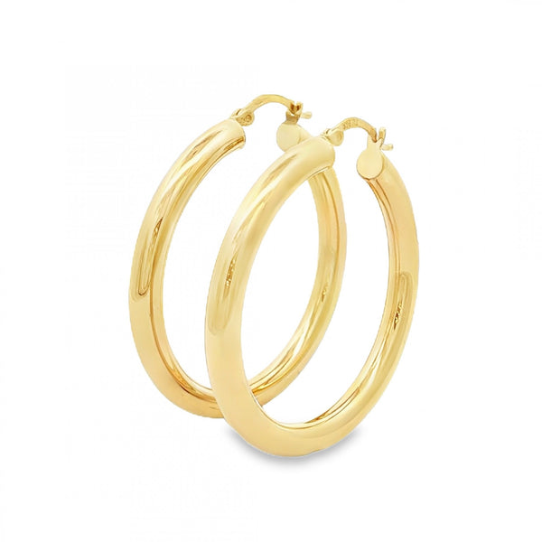9ct Yellow Gold Tube Hoop Earrings - 38x40x4mm - 2.8g
