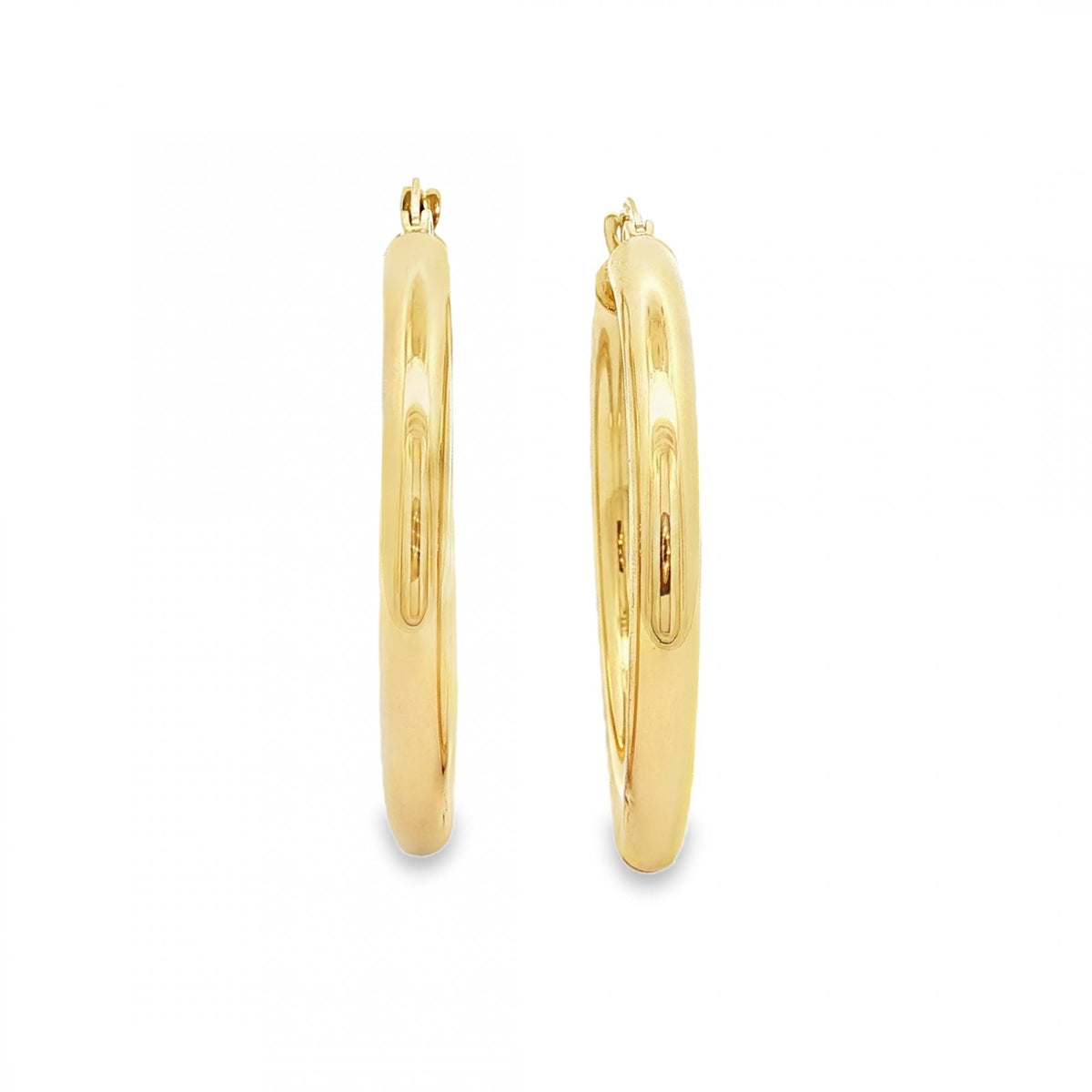 9ct Yellow Gold Tube Hoop Earrings - 38x40x4mm - 2.8g