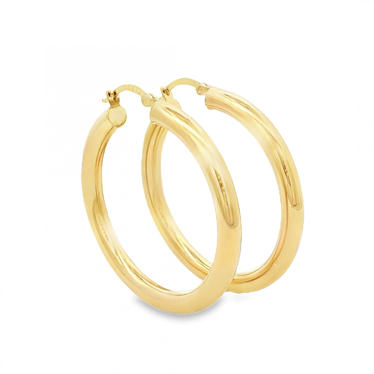 9ct Yellow Gold Tube Hoop Earrings - 38x40x4mm - 2.8g