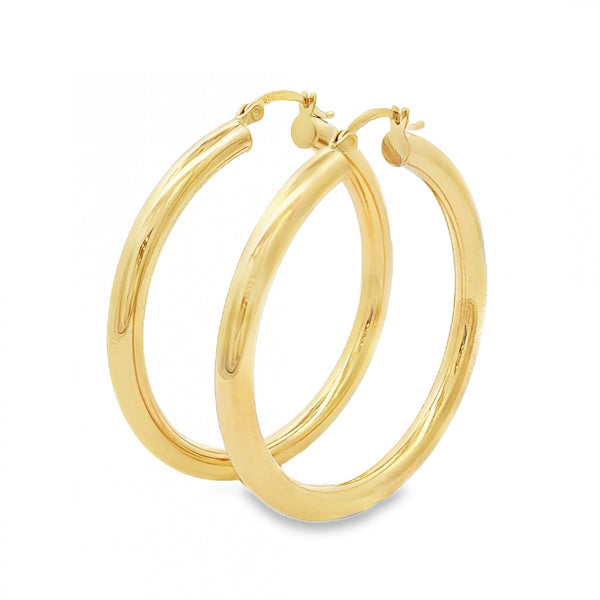9ct Yellow Gold Tube Hoop Earrings - 43x45x4mm - 3.5g