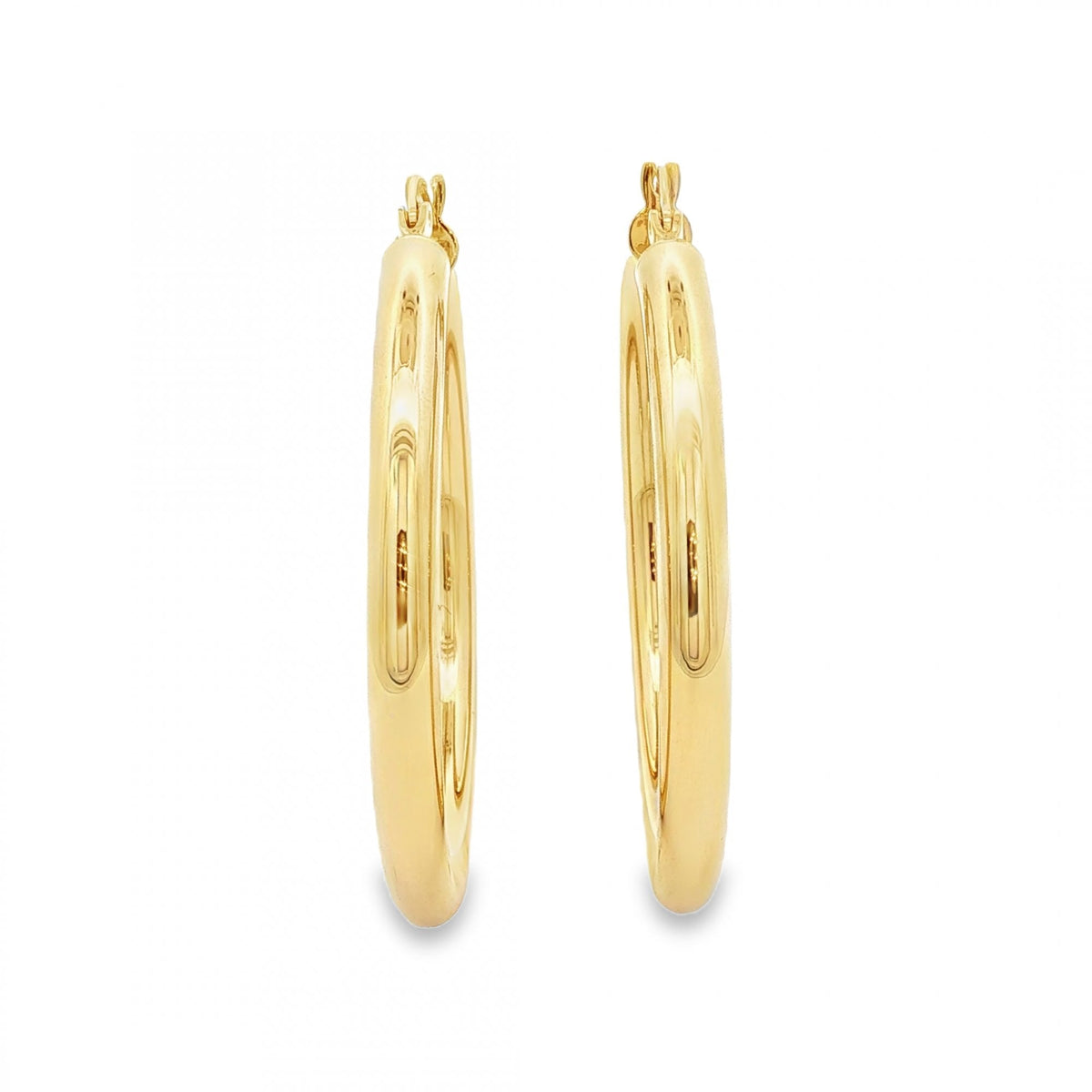9ct Yellow Gold Tube Hoop Earrings - 43x45x4mm - 3.5g