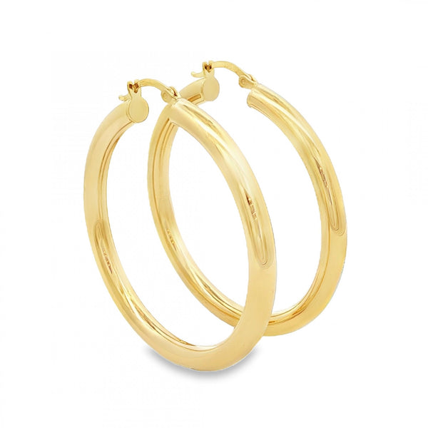 9ct Yellow Gold Tube Hoop Earrings - 43x45x4mm - 3.5g