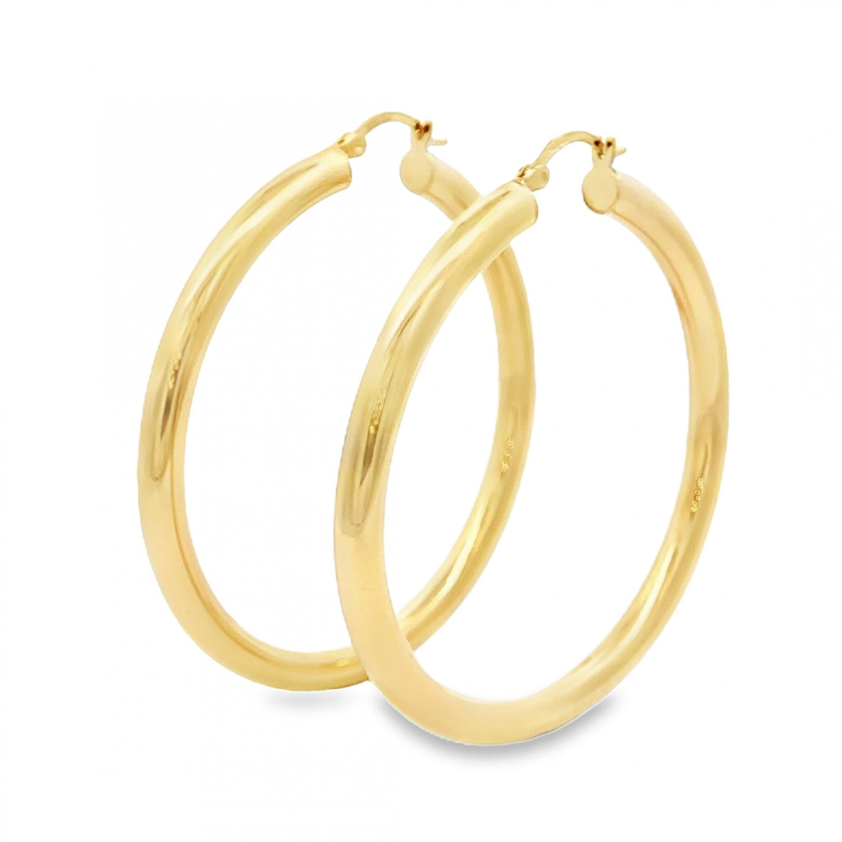 9ct Yellow Gold Tube Hoop Earrings - 48x51x4mm - 3.8g