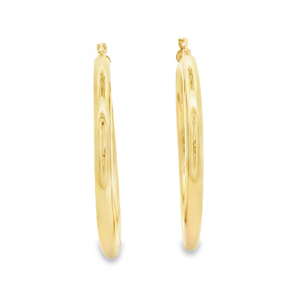 9ct Yellow Gold Tube Hoop Earrings - 48x51x4mm - 3.8g
