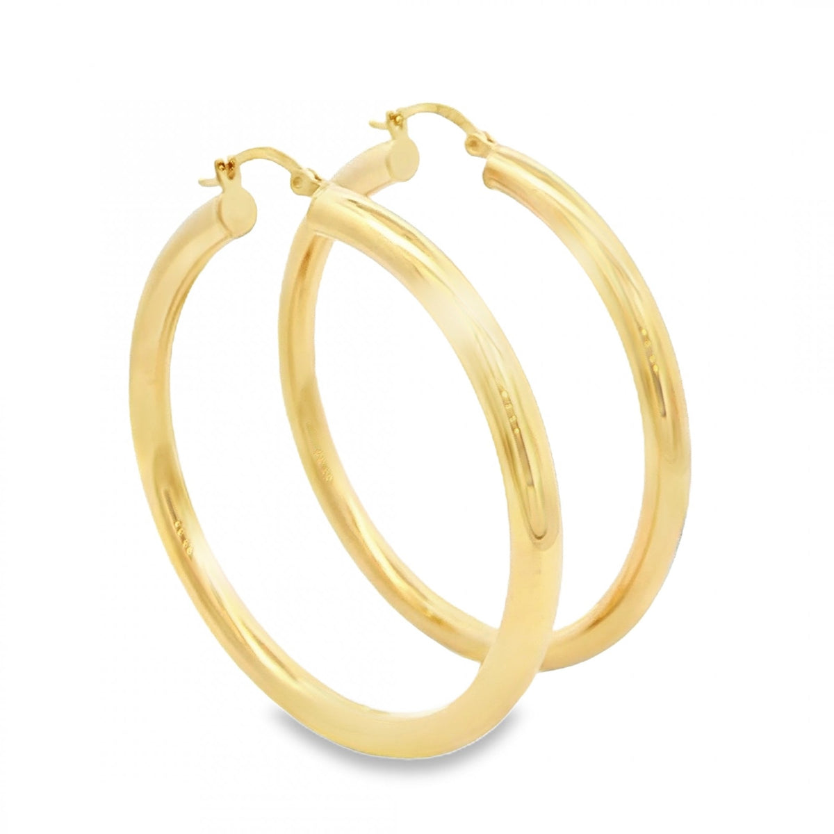 9ct Yellow Gold Tube Hoop Earrings - 48x51x4mm - 3.8g