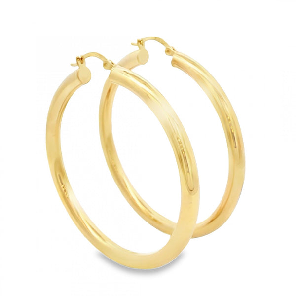 9ct Yellow Gold Tube Hoop Earrings - 48x51x4mm - 3.8g