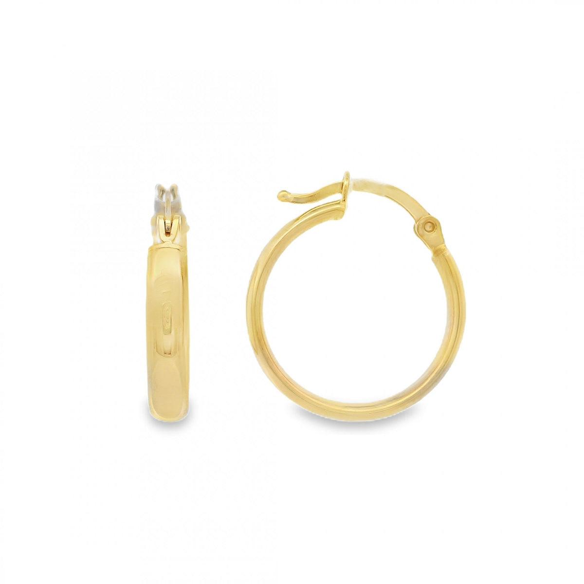 9ct Yellow Gold Plain Hoop Earrings - 18x20x3mm - 0.9g
