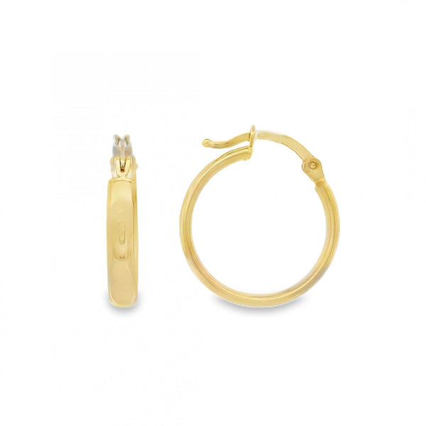 9ct Yellow Gold Plain Hoop Earrings - 18x20x3mm - 0.9g