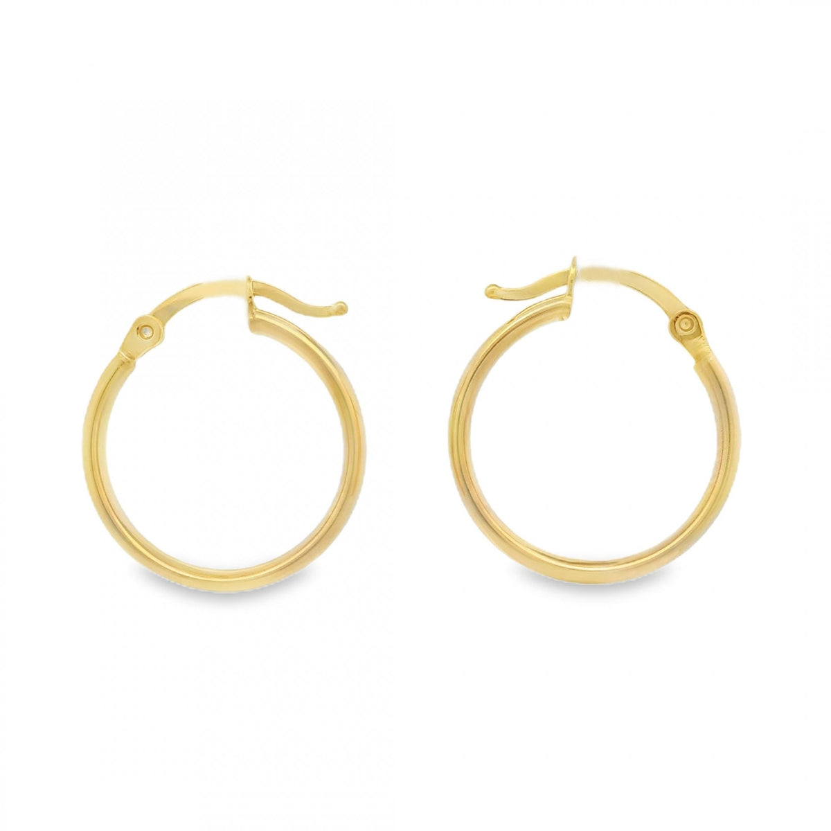 9ct Yellow Gold Plain Hoop Earrings - 18x20x3mm - 0.9g