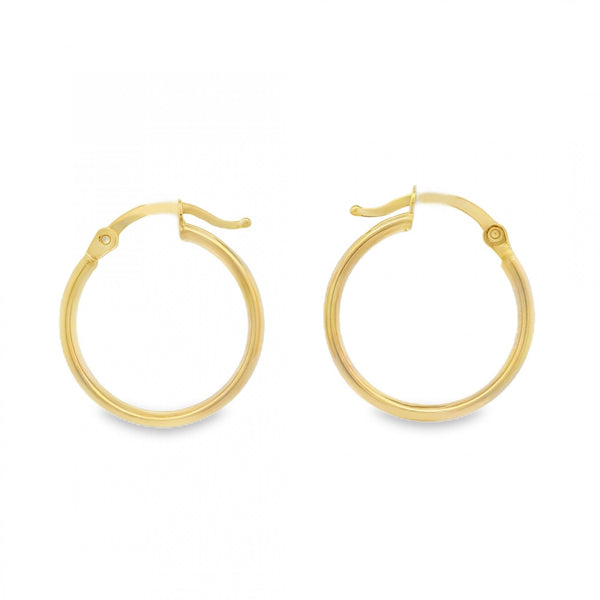 9ct Yellow Gold Plain Hoop Earrings - 18x20x3mm - 0.9g