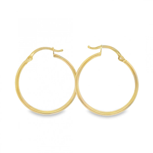 9ct Yellow Gold Plain Hoop Earrings - 23x25x3mm - 1.1g