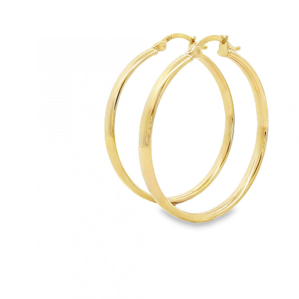 9ct Yellow Gold Plain Hoop Earrings - 28x29mm - 1.3g