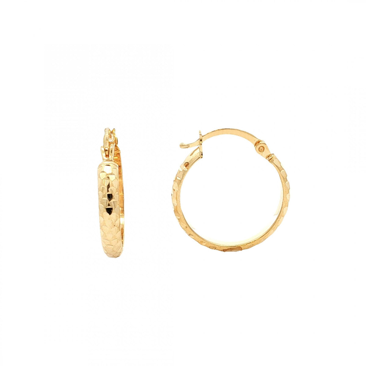 9ct Yellow Gold Diamond-Cut Hoop Earrings - 18x19mm - 1.5g